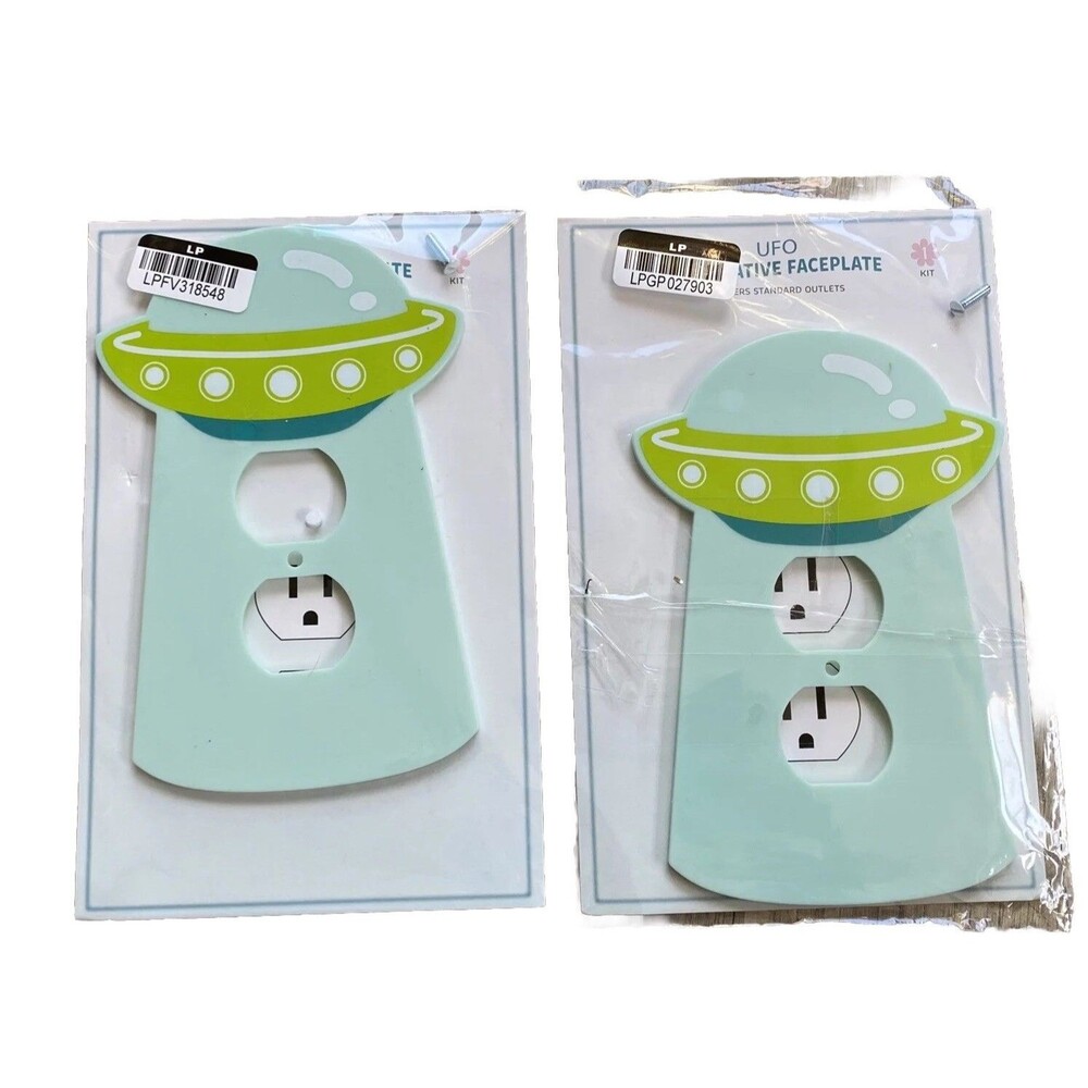 UFO Low-Gloss Blank Wall Plates - Bullseye's Playground  Teal Green Lot Of 2 New